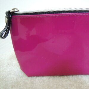 Makeup Bag Shiny Wet Look Bright Purple Vinyl Cosmetic Clutch Purse Lancome NWOT